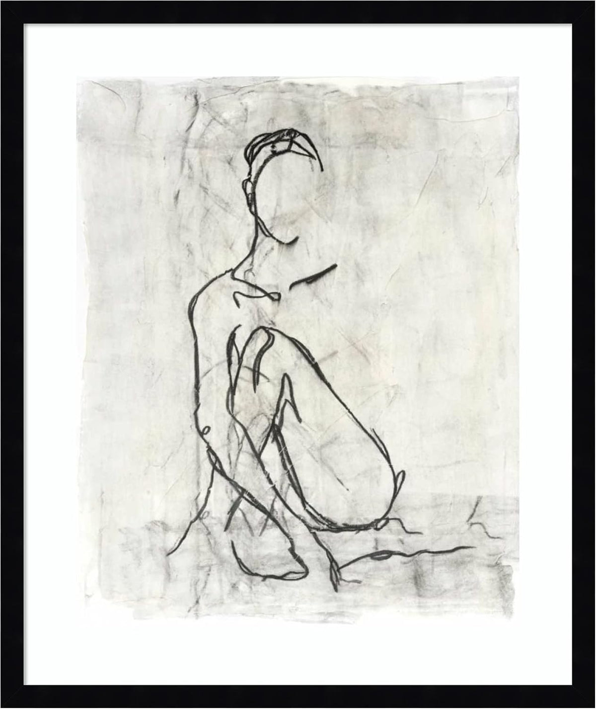 Amanti Art Framed Wall Art Print 25x21 Embellished Nude Contour Sketch II by Ethan Harper, Abstract Wall Art, Modern Contemporary Decor, Medium Poster Painting Artwork for Living Room, Bedroom,