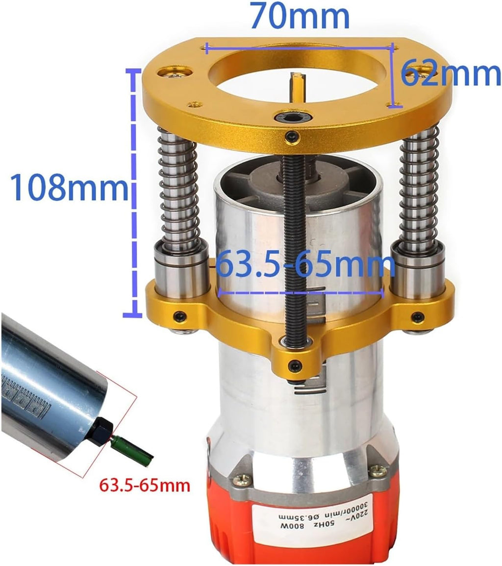 Router Lift 65mm Universal Trimming Machine Router Lift Table Base For Woodworking Benches Table Aluminum alloy Base Tool(Red)