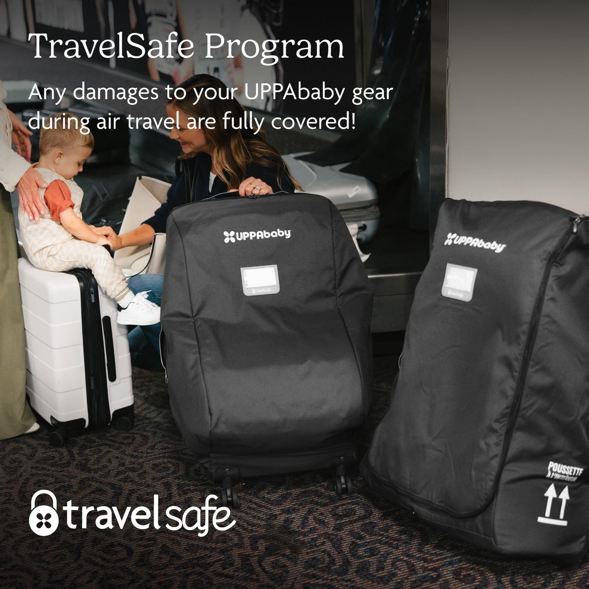 UPPAbaby Travel Bag for Vista and Cruz Strollers - Includes TravelSafe Program Coverage, Inner Wheel Bag and Storage Pocket - Smooth Wheels, Handles + Durable Design
