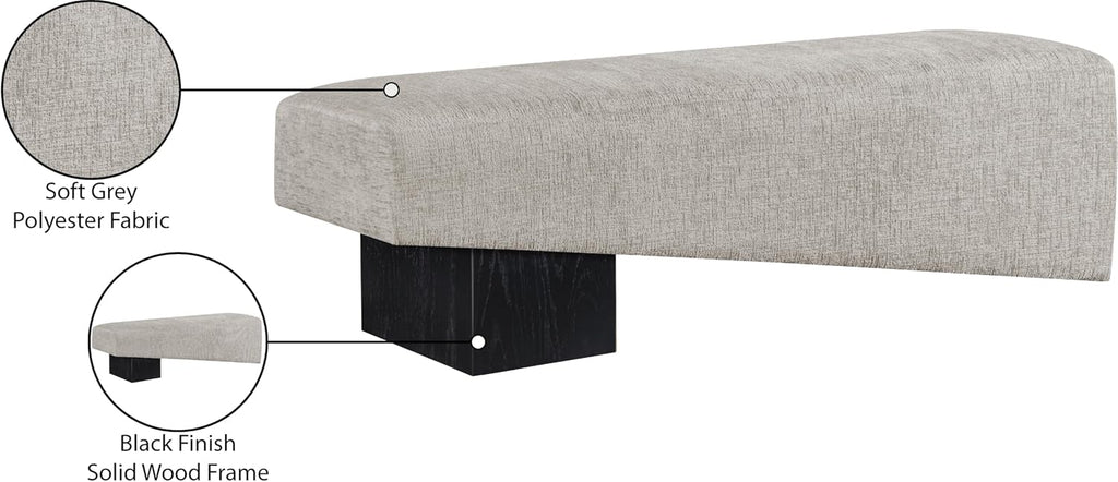 Meridian Furniture Alora Grey Polyester Fabric Bench