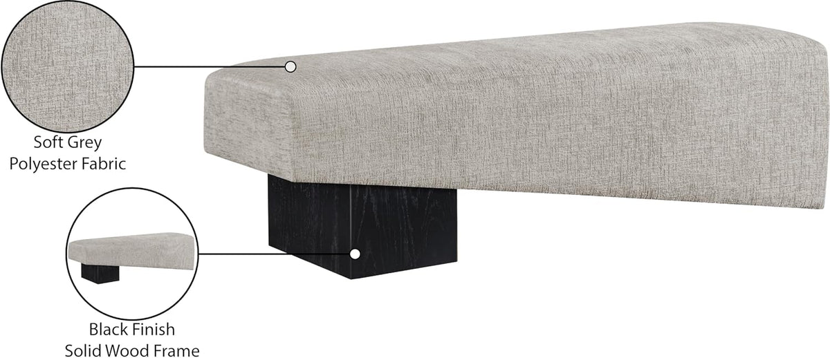 Meridian Furniture Alora Grey Polyester Fabric Bench