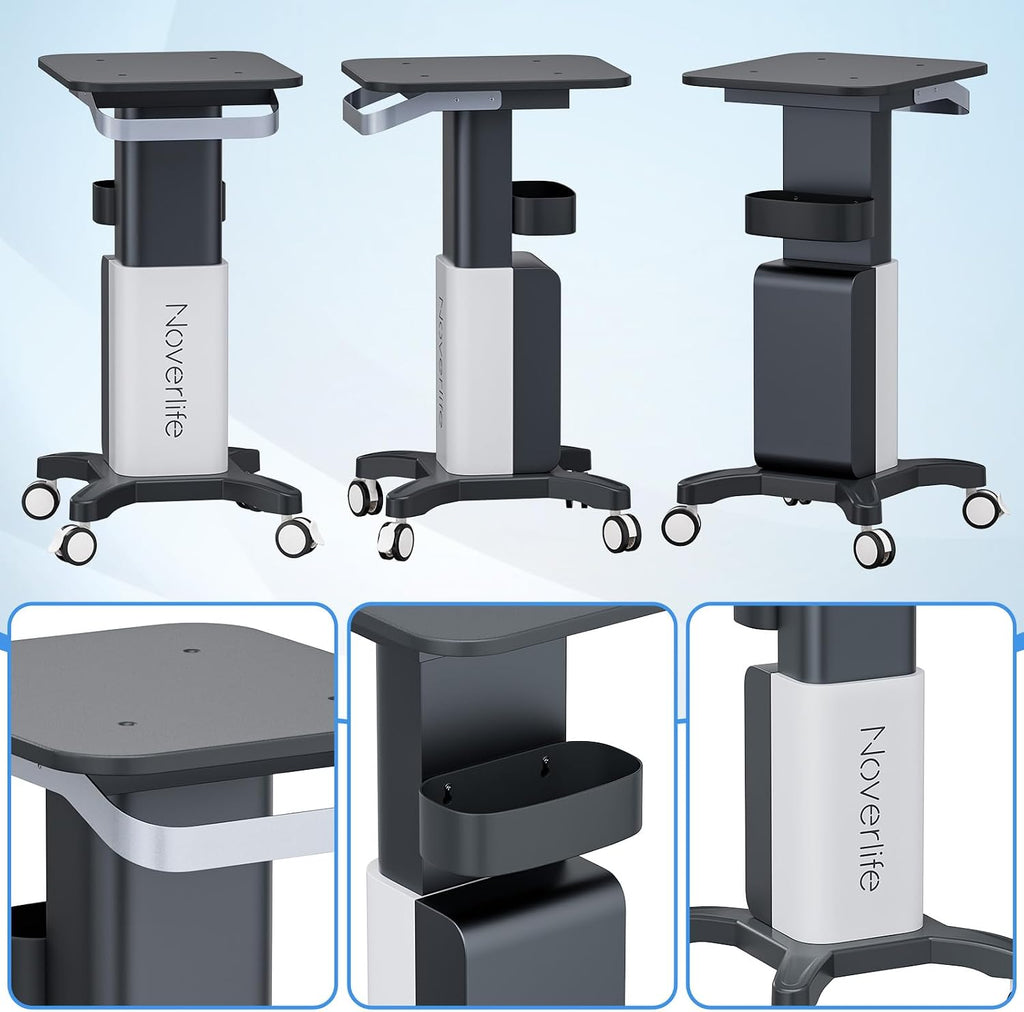 Esthetician Rolling Cart, 260lbs Loads, Heavy Duty Carbon Steel Beauty Salon Trolley with Wider Handle & Larger Top, Mobile Ultrasonic Tray Stand Spa Equipment Cart for Facial & RF Machine Device