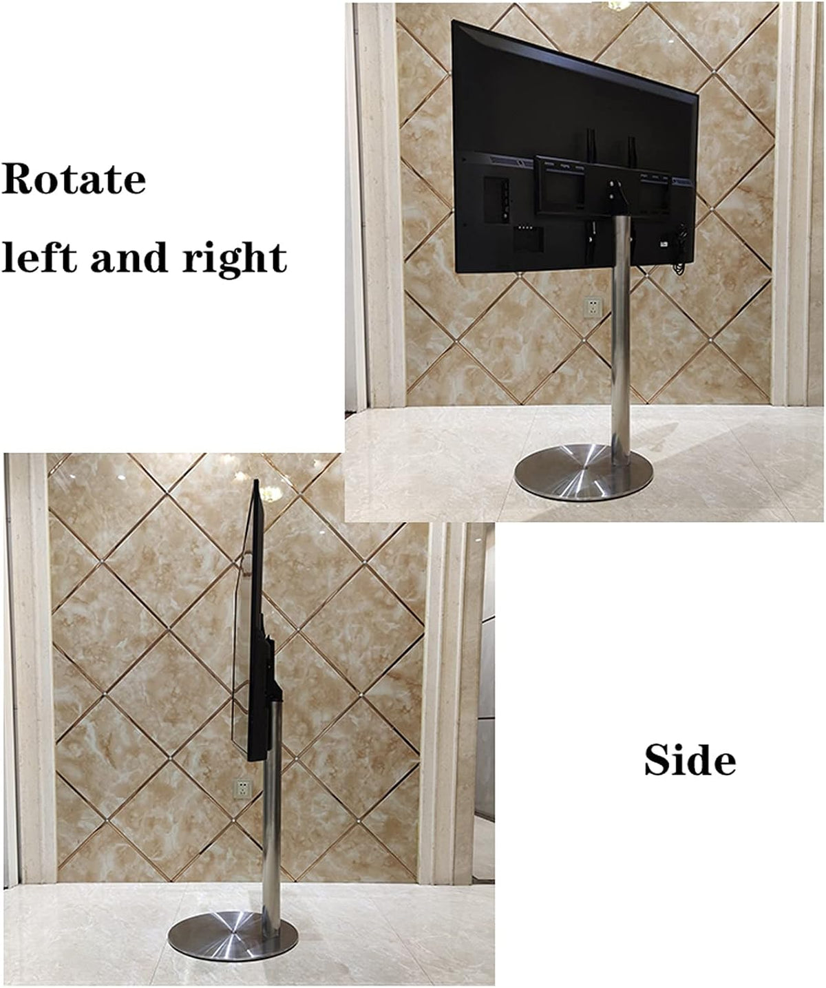 Universal TV Stand Floor TV Stand Mount Universal TV Stand with Round Stainless Steel Base Swivel TV Stand Base Height Adjustable TV Stand for 37 to 75 Inch TVs Wall mounted TV stand ( Size : Small )