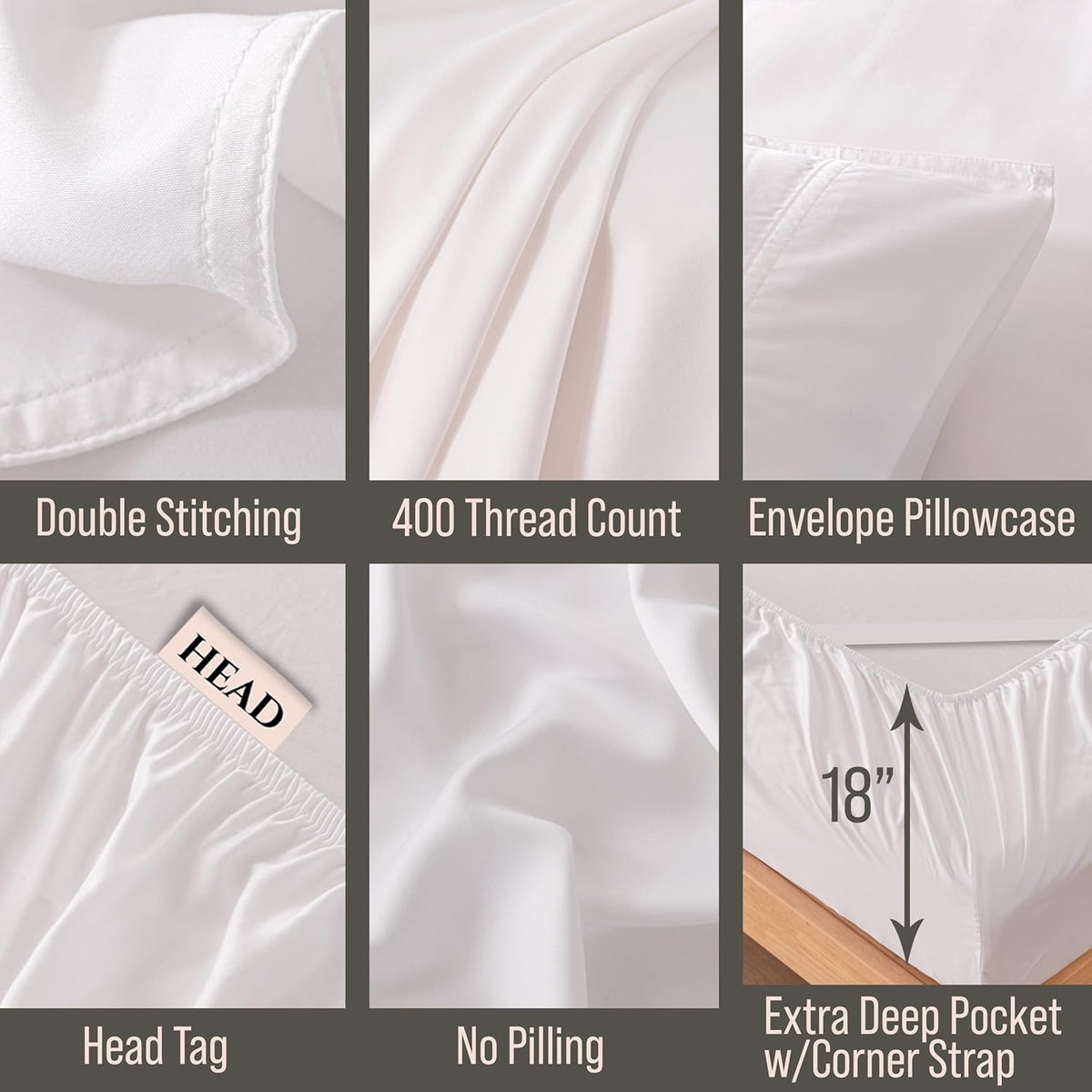 Bella Coterie 6 Piece Luxury Bamboo Viscose California King Size Sheet Set | 100% Organically Grown | Cooling for Hot Sleepers | 18' Deep Pocket | Soft & Hypoallergenic | 4 Pillowcases [White]