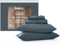 Brooklyn Loom 300 Thread Count 100% Rayon from Bamboo Blue 4 Piece Queen Sheet Set