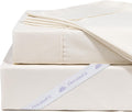 DreamFit DreamCool 100% Egyptian Cotton Cooling Bed Sheet Set with Elastic Corner Straps Extra Deep Pocket Crafted in USA Full Sheet Set Ivory