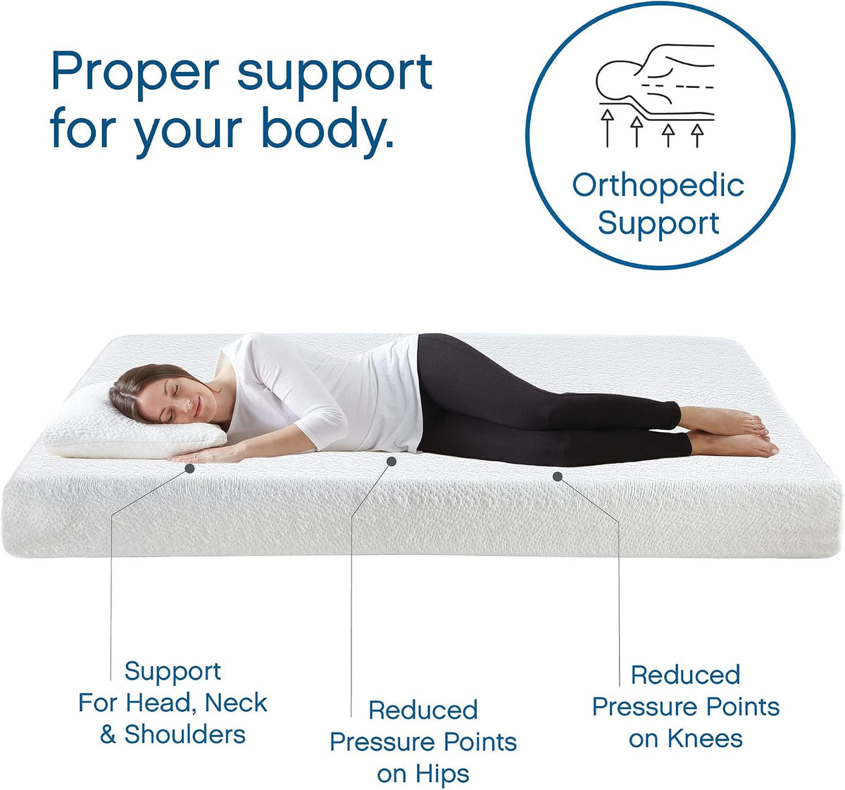 COOL GEL Memory Foam 8-Inch Mattress with Pillow, CertiPUR-US Certified, Mattress in a Box, Short Queen, White