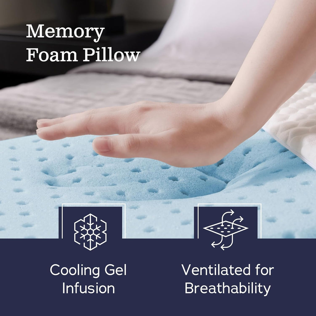 WEEKENDER Gel Memory Foam Pillow - Standard Size - Medium Firm Feel - Neck and Shoulder Support - Side & Back Sleepers - Home, Hotel, & Hospital Essentials - CertiPur Certified (Pack of 6)