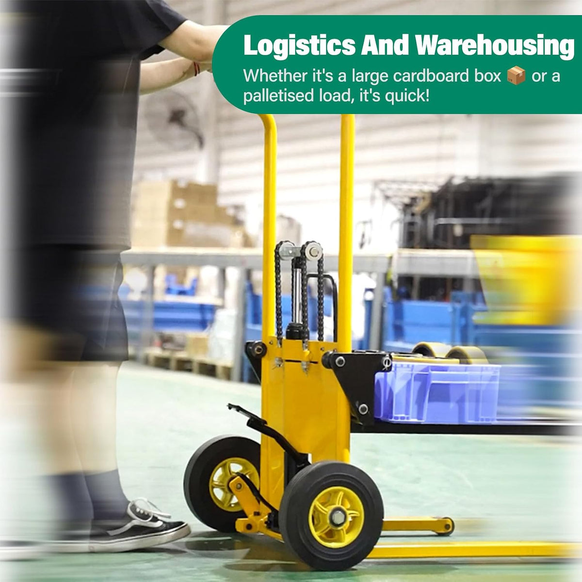 Foldable Hydraulic Material Lift Dolly, Pallet Stacker, 440lbs Capacity, Removable Steel Platform & Fork Arms, with Polyurethane Wheel, Winch Stacker (440 lbs. Conventional)