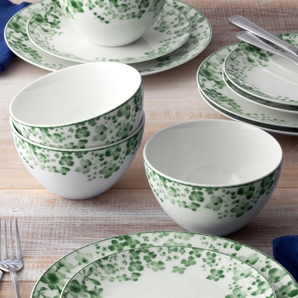 Noritake Bloomington Road Green12-Piece Dinnerware Set, Service for 4