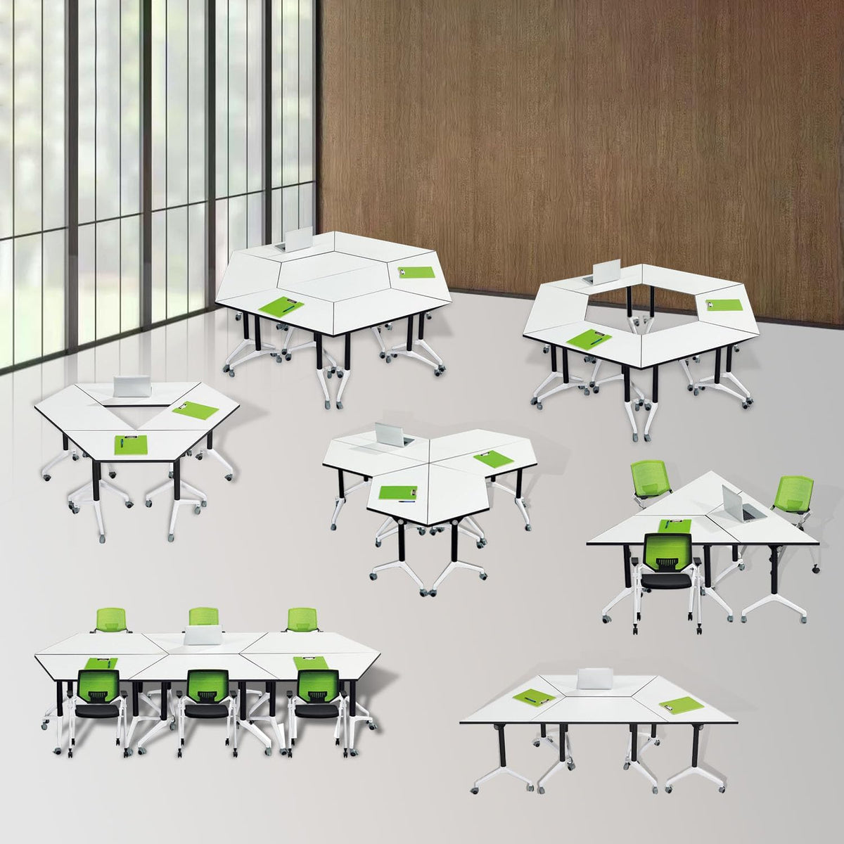 Conference Table Foldable Conference Table,Conference Rooms Training Rooms Flip Top Mobile Training Table,Rolling Meeting Table with Caster Wheels,Modern Seminar Tables for Office,Meeting Room(8)