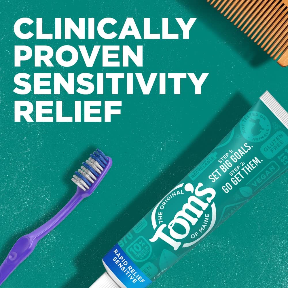 Tom's of Maine Fluoride-Free Rapid Relief Sensitive Toothpaste,Fresh Mint,4 oz. (Packaging May Vary), (Pack of 24)
