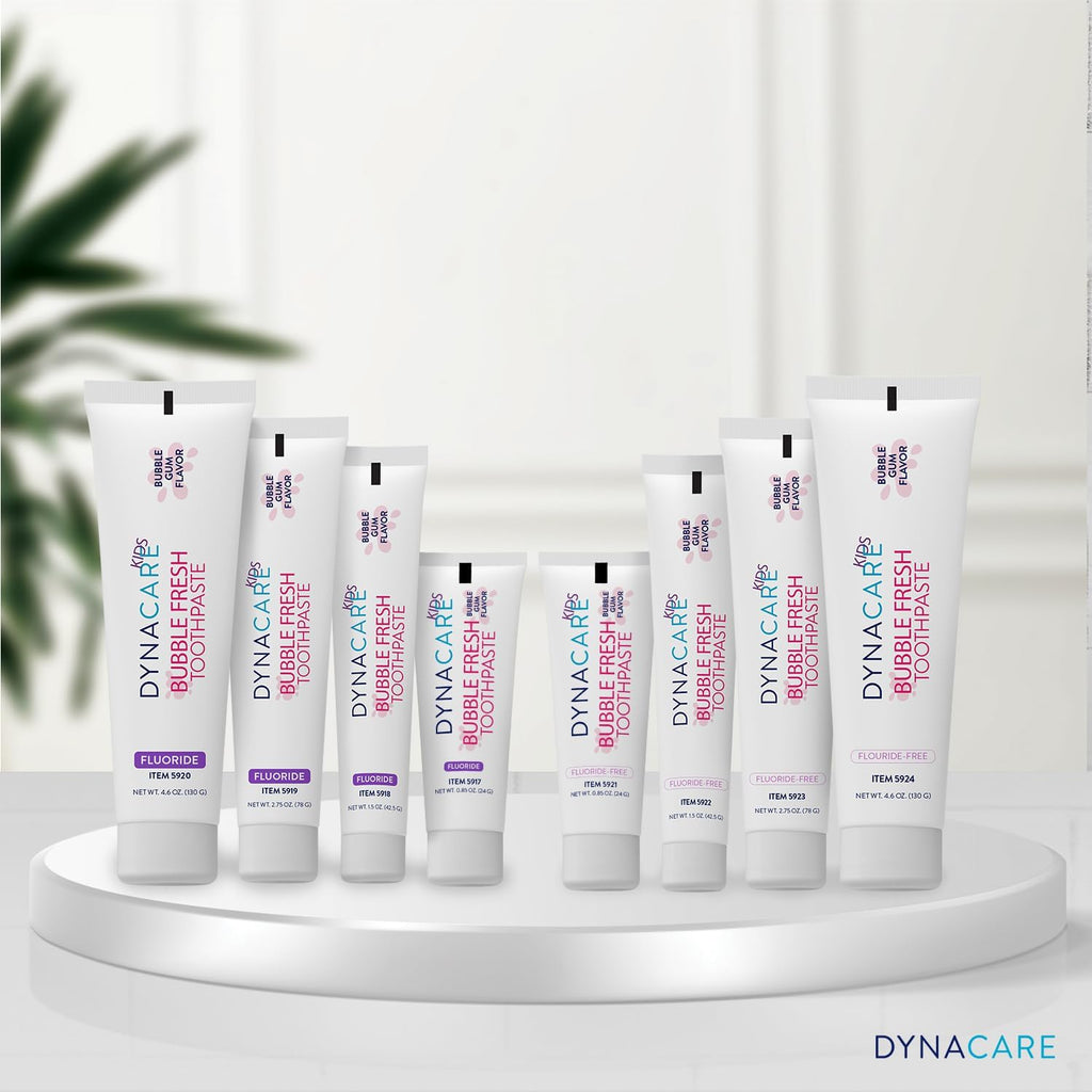 DynaCare Bubble Fresh Fluoride Toothpaste for Kids, Bubblegum Flavor, Cavity Protection, Daily Oral Hygiene - 4.6 oz., 1 Case of 60