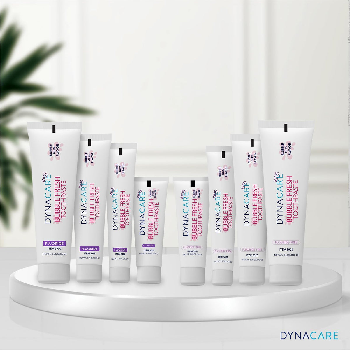 DynaCare Bubble Fresh Fluoride Toothpaste for Kids, Bubblegum Flavor, Cavity Protection, Daily Oral Hygiene - 4.6 oz., 1 Case of 60