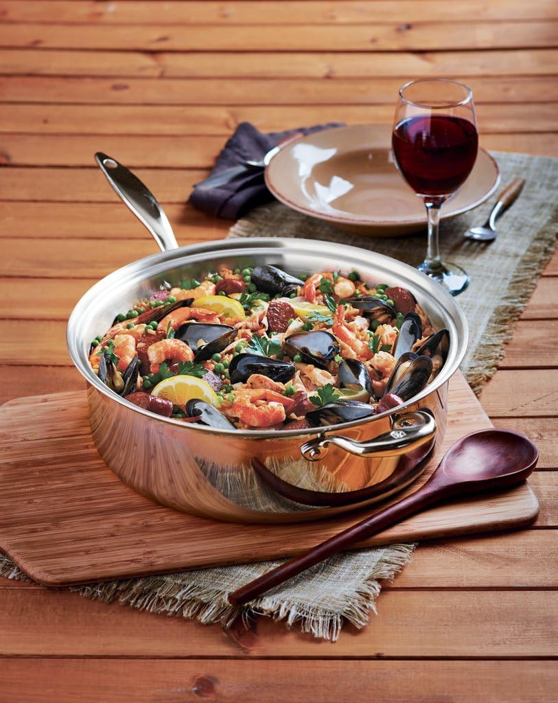 Heritage Steel 8 Quart Family Sauté Pan with Lid - Titanium Strengthened 316Ti Stainless Steel with 5-Ply Construction - Induction-Ready and Fully Clad, Made in USA