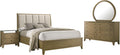 Coaster Home Furnishings Granada Transitional 4-Piece Bedroom Set Fabric Upholstered California King Size Panel Bed Frame 53-inch Headboard Natural Pine 224921KW-S4