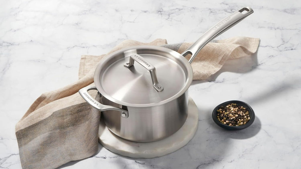 Le Creuset Stainless Steel Essential Saucepan, 4qt