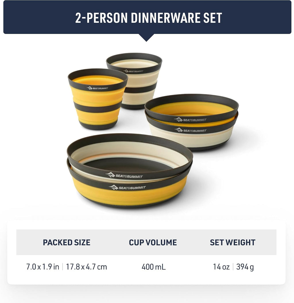 Sea to Summit Frontier Ultralight Collapsible Dinnerware Set, 2-Person (2 Medium Bowls, 2 Large Bowls, 2 Cups)