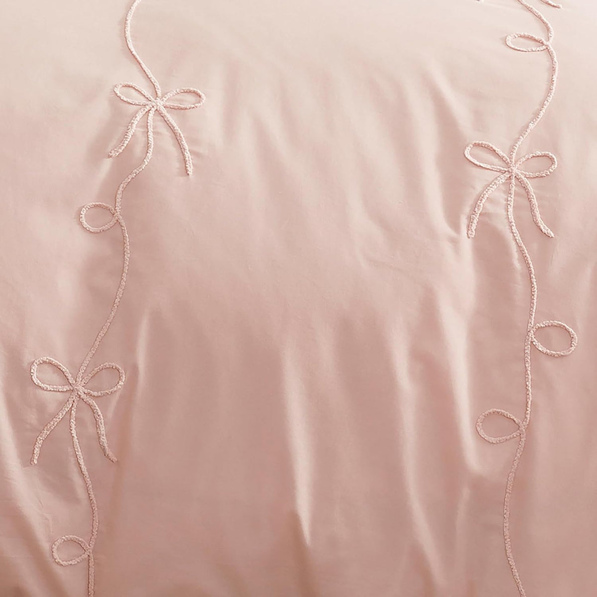 Peri Home Bows Duvet Cover Set 100% Cotton 3-Piece Bedding, King, Blush Pink Sasha Bows