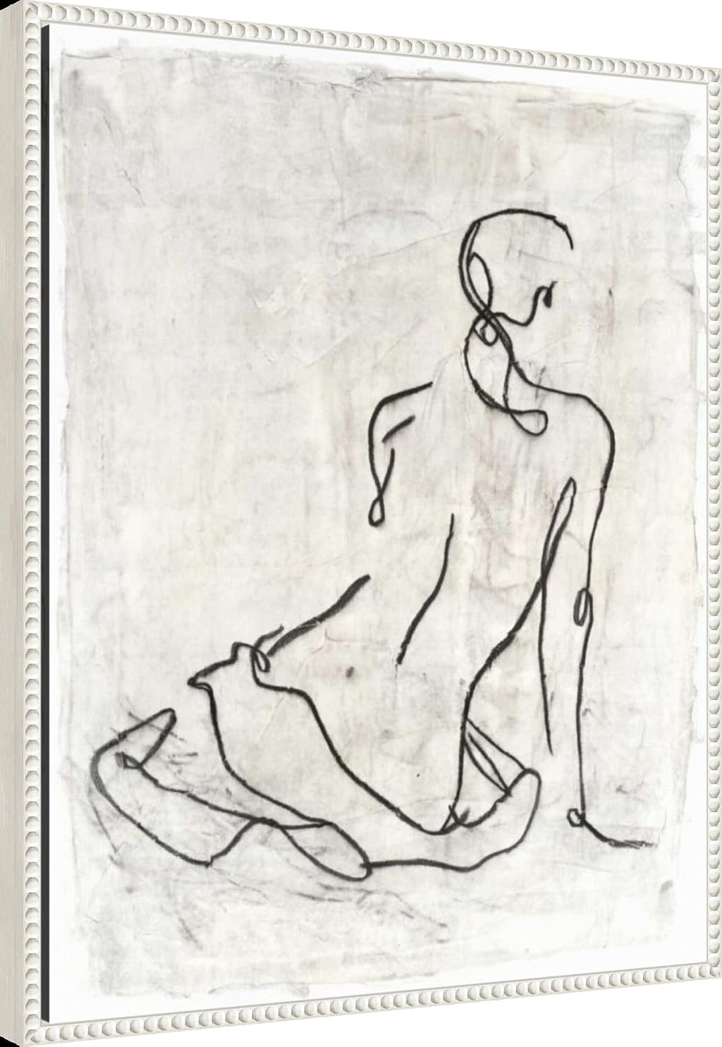 Amanti Art Framed Canvas Wall Art 28x23 Embellished Gestural Contour I (Nude) by Ethan Harper, Framed Wall Art Canvas, People Artwork, Traditional Decor, Medium Poster Painting for Living Room,