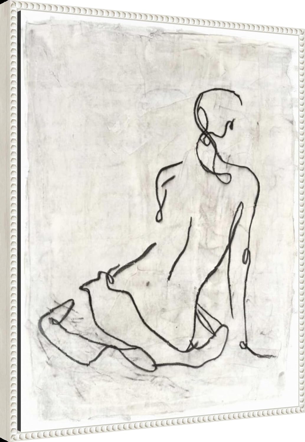 Amanti Art Framed Canvas Wall Art 28x23 Embellished Gestural Contour I (Nude) by Ethan Harper, Framed Wall Art Canvas, People Artwork, Traditional Decor, Medium Poster Painting for Living Room,