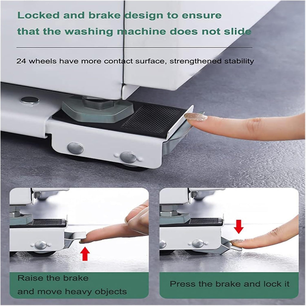 Washing Machine Stand Movable Refrigerator Raised Base Mobile Roller Bracket Wheel Bathroom Kitchen Accessories Home Appliance(Black Suit)