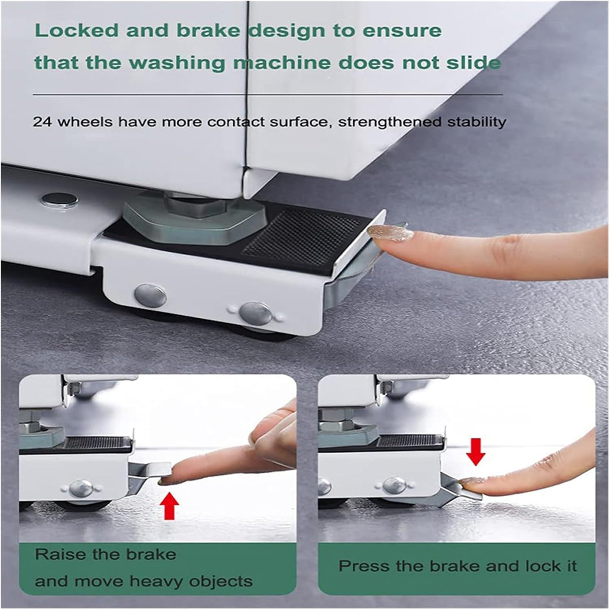 Washing Machine Stand Movable Refrigerator Raised Base Mobile Roller Bracket Wheel Bathroom Kitchen Accessories Home Appliance(Black Suit)