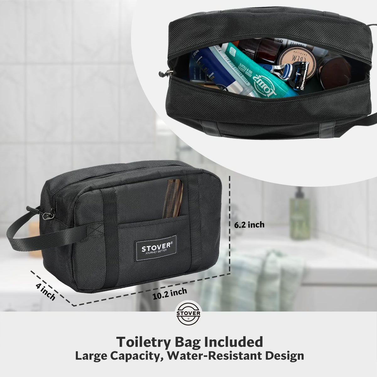 STOVER 45/80/100L Rolling Duffel Bag with Wheels, Large Durable Travel Duffle + Toiletry Bag, Heavy Duty, Packable, Foldable with Shoulder Straps- Use as Luggage or Backpack, Men/Women (Grey)