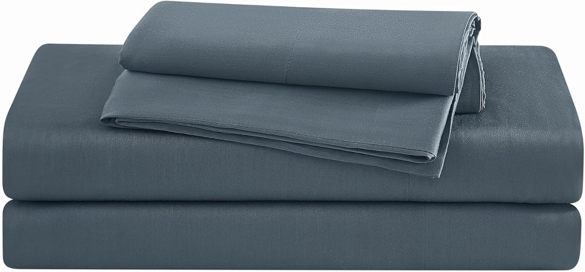 Brooklyn Loom 300 Thread Count 100% Rayon from Bamboo Blue 4 Piece Queen Sheet Set