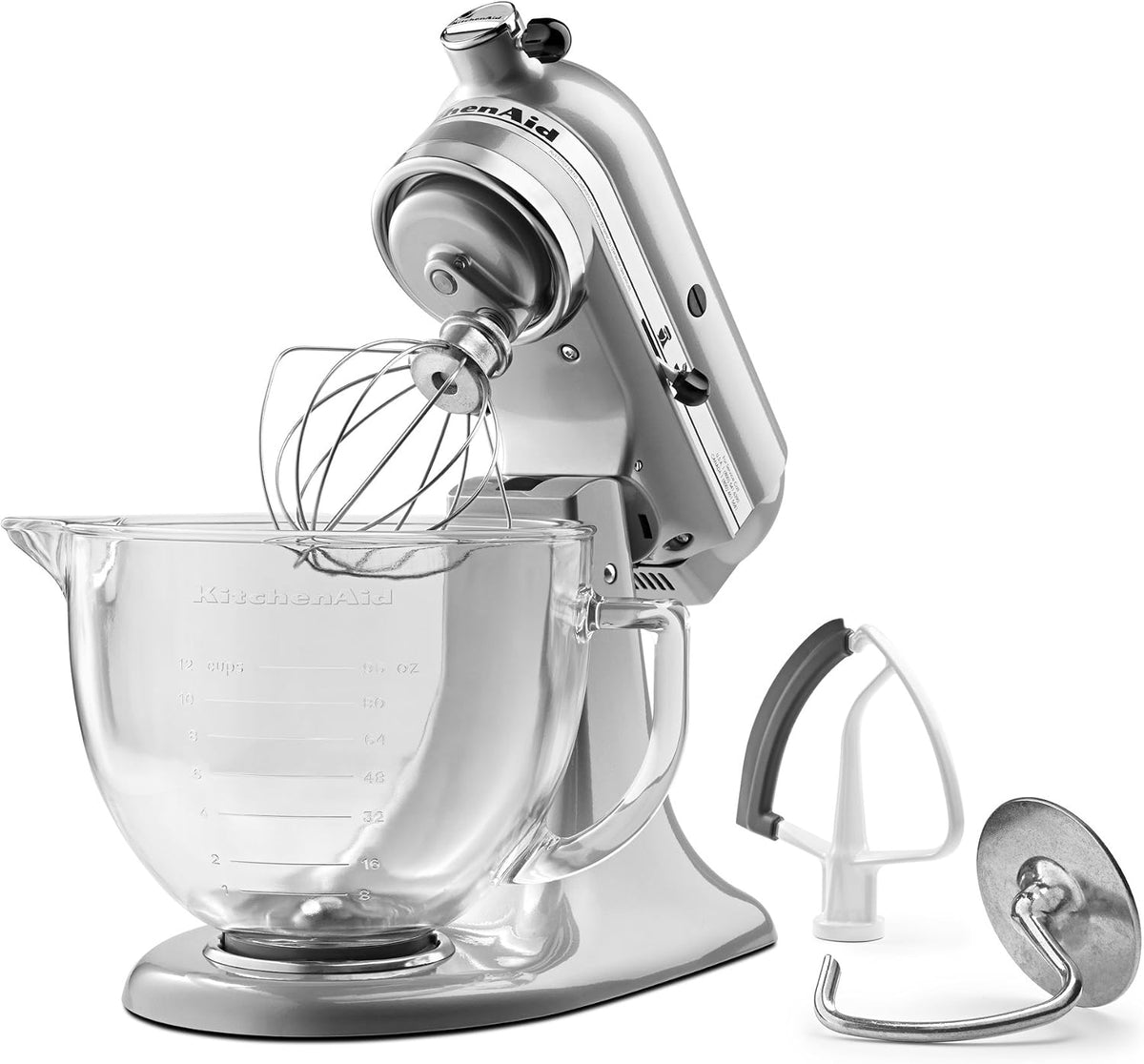 KitchenAid KSM105GBCMC KitchenAid KSM105GBCMC 5-Qt. Tilt-Head Stand Mixer with Glass Bowl - Metallic Chrome, Metallic Chrome