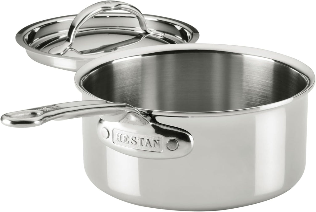 Hestan ProBond Luxe 1.5-Quart Saucepan with Lid, Professional Clad Stainless Steel, ProCore Tri-Ply Clad Construction, Polished Exterior, Induction & Oven Safe