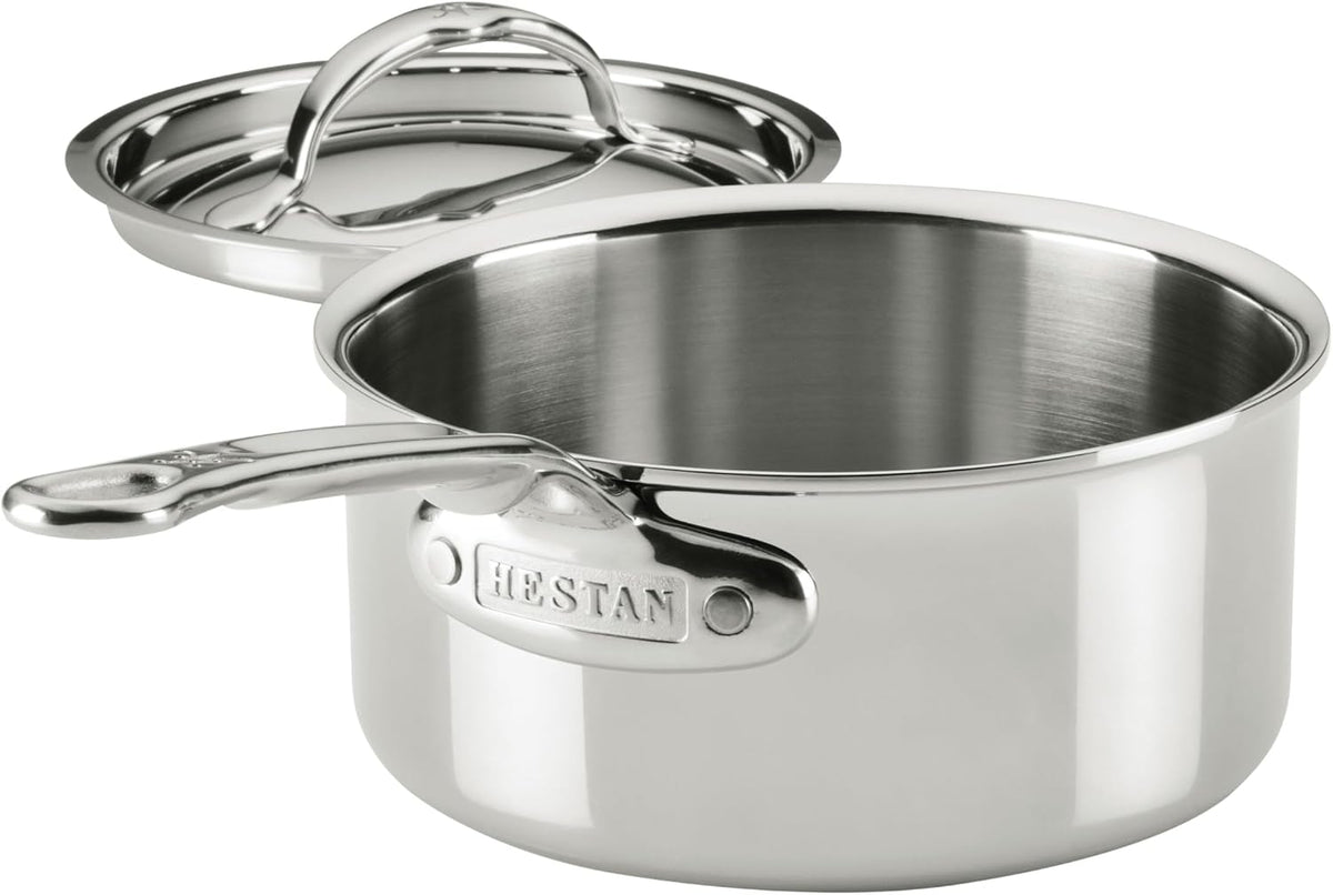 Hestan ProBond Luxe 1.5-Quart Saucepan with Lid, Professional Clad Stainless Steel, ProCore Tri-Ply Clad Construction, Polished Exterior, Induction & Oven Safe