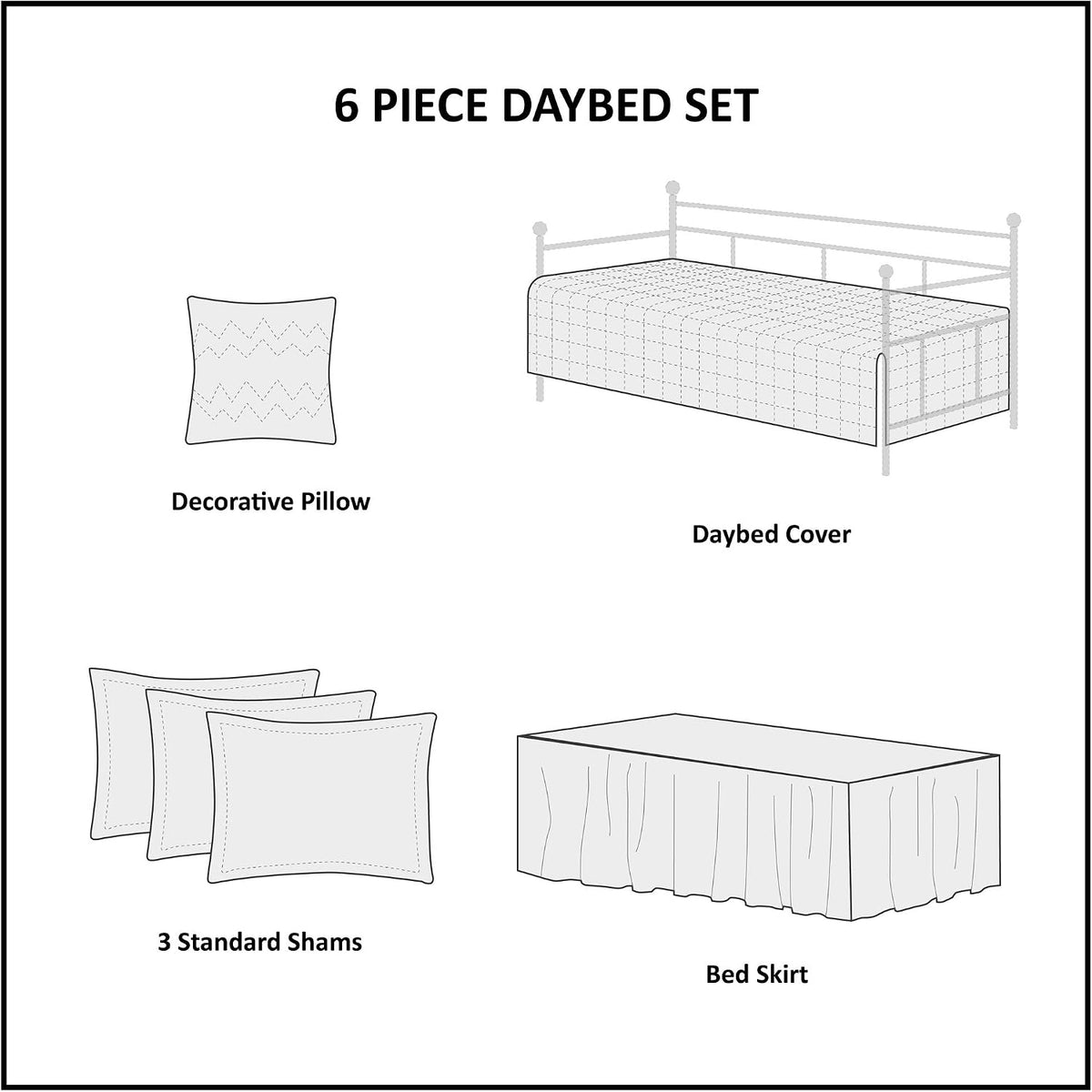 Madison Park Daybed Cover Set - Trendy Design, All Season Luxury Bedding with Bedskirt, Matching Shams, Decorative Pillow, Diamond Quilted Faux Suede Reversible Brown 75'x39' 6 Piece