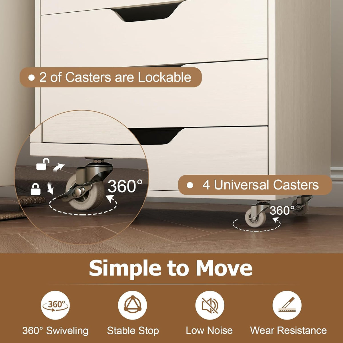Giantex Drawers Cabinet Mobile Lateral Filing Organizer with 7 Drawers and Wheels Mobile Side Cabinet Chest for Home Office Storage Use 7-Drawer Dresser (19' x 16' x 34.5', White)