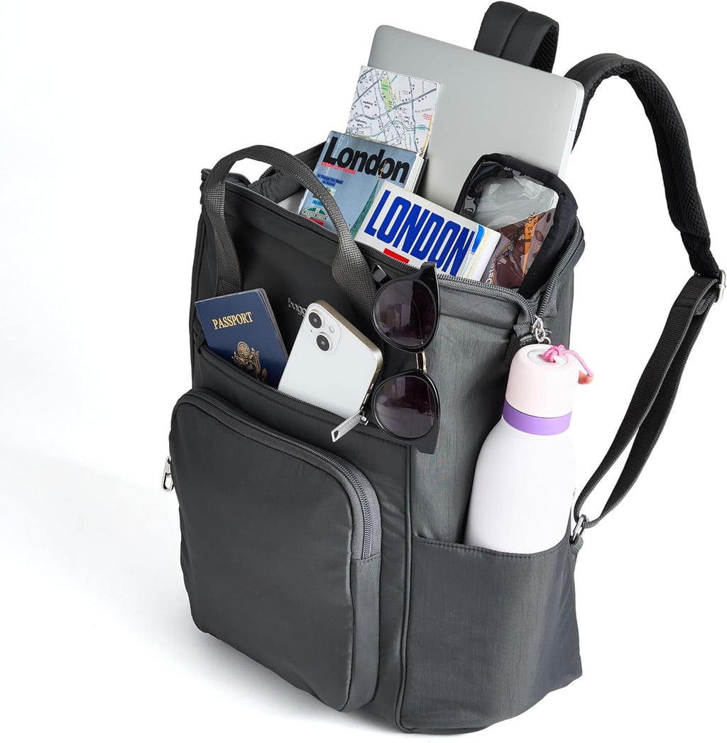 Baggallini Securtex Anti-Theft Windsor Backpack for Travel, Work & College, RFID & Locking Zipper, Up to 16' Laptop