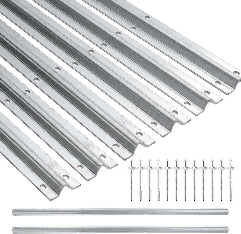 48 Ft V-Track Galvanized Inverted V Track with Hammer Drive in Anchors for Sliding Rolling Chain Rack Driveway Gate, Heavy Duty Sliding Driveway Gate Track