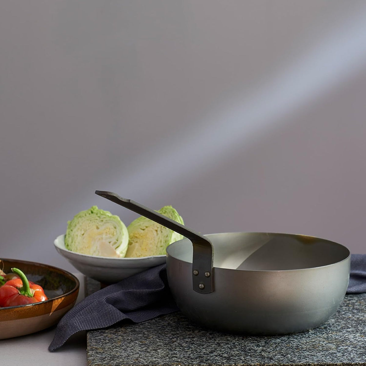 Mauviel M'Steel Black Carbon Natural Nonstick Chef Pan With Iron Handle, 2.1-qt, Suitable For All Cooking Surfaces, Made in France