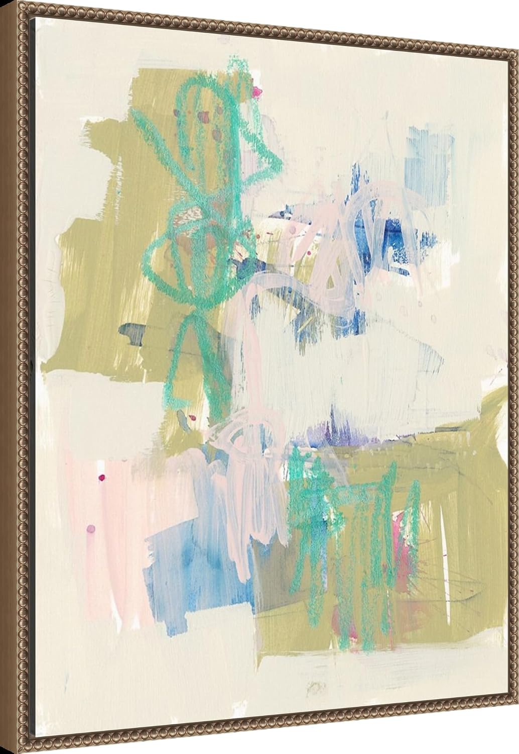 Amanti Art Framed Canvas Wall Art 28x23 Balancing Pastels II by Jennifer Goldberger, Framed Wall Art Canvas, Abstract Artwork, Traditional Decor, Medium Poster Painting for Living Room, Bedroom,