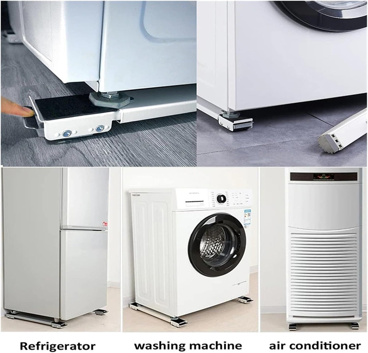 Washing Machine Stand Movable Refrigerator Raised Base Mobile Roller Bracket Wheel Bathroom Kitchen Accessories Home Appliance(White Suit)