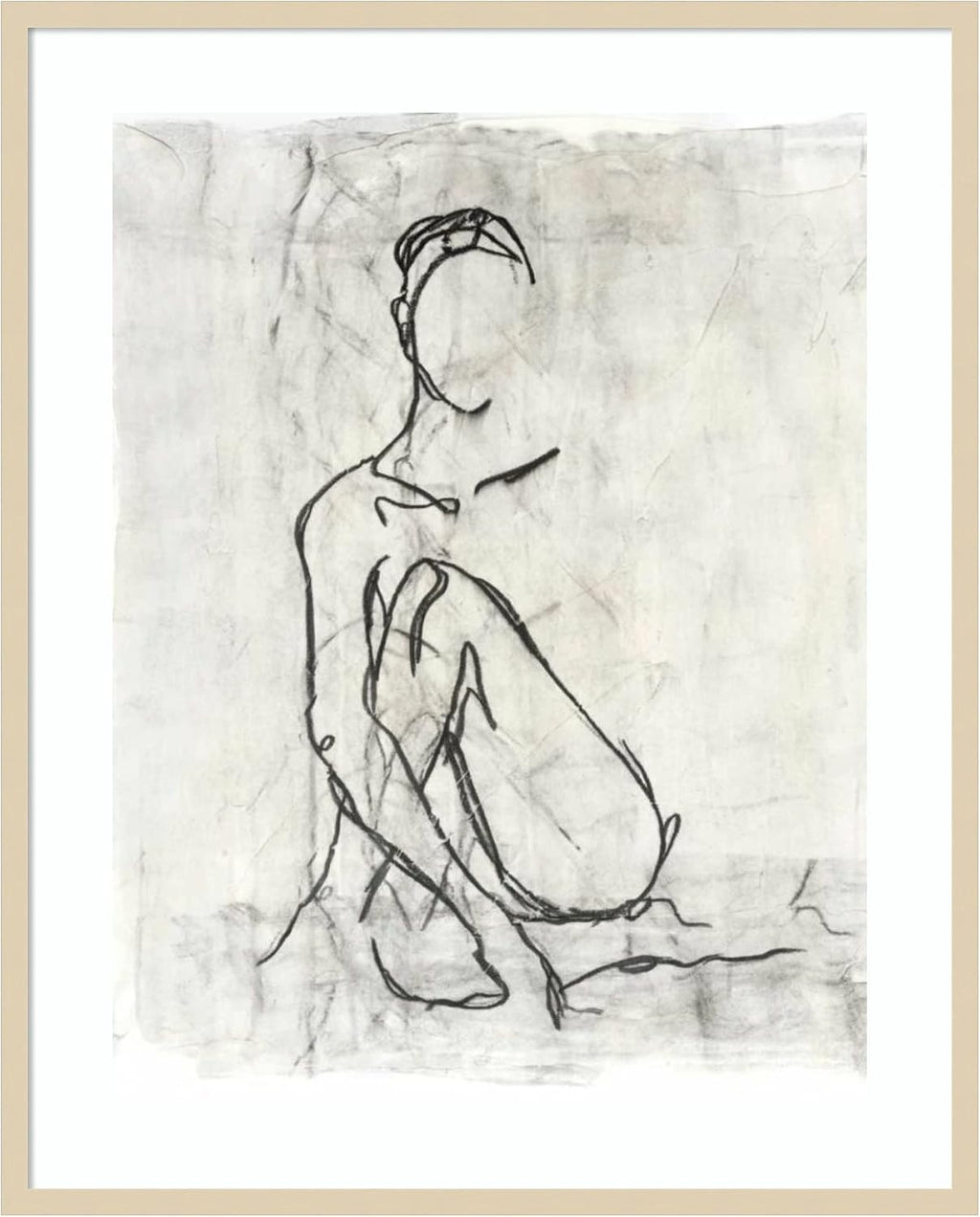 Amanti Art Framed Wall Art Print 41x33 Embellished Nude Contour Sketch II by Ethan Harper, Abstract Wall Art, Modern Contemporary Decor, X-Large Poster Painting Artwork for Living Room, Bedroom,