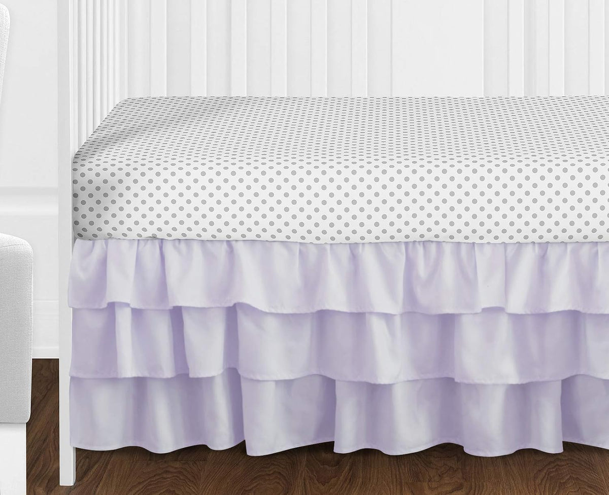 Sweet Jojo Designs Lavender Purple, Pink, Grey and White Shabby Chic Watercolor Floral Baby Girl Nursery Crib Bedding Set - 11 Pieces - Rose Flower Polka Dot