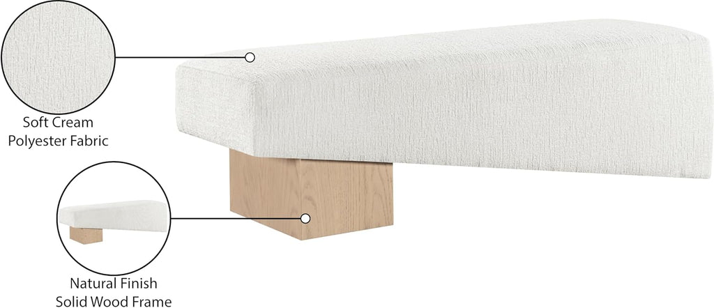 Meridian Furniture Alora Cream Polyester Fabric Bench