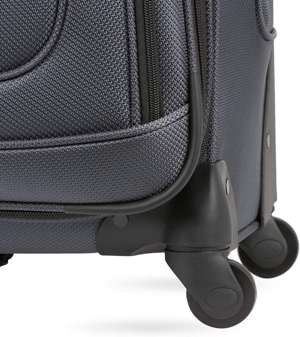 SWISSGEAR Sion Softside Expandable Spinner Luggage Durable Lightweight Travel Suitcase, Dark Grey, Checked-Large