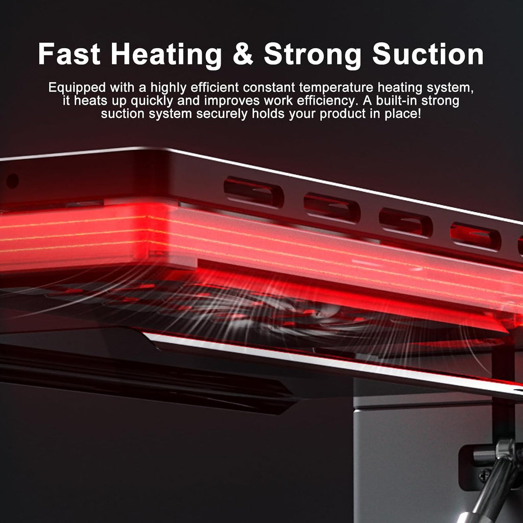 300W Universal Phone Screen Glass Heating Separator, Adjustable Phone Repair Tool, with Dual Suction Cup Base (A)