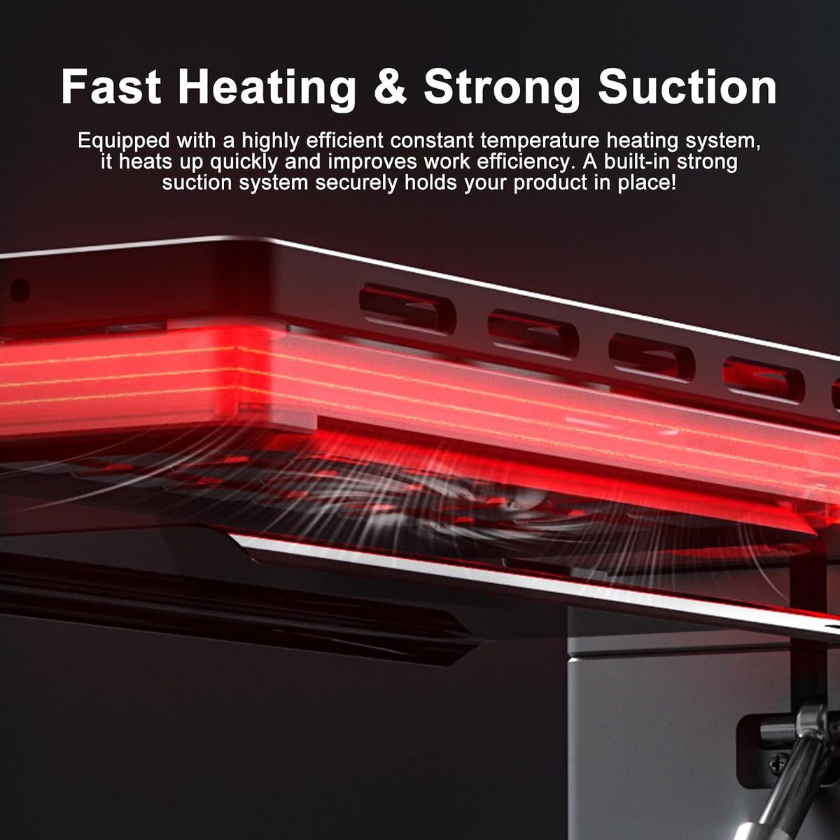 300W Universal Phone Screen Glass Heating Separator, Adjustable Phone Repair Tool, with Dual Suction Cup Base, for Screen Removal withGlueRemover