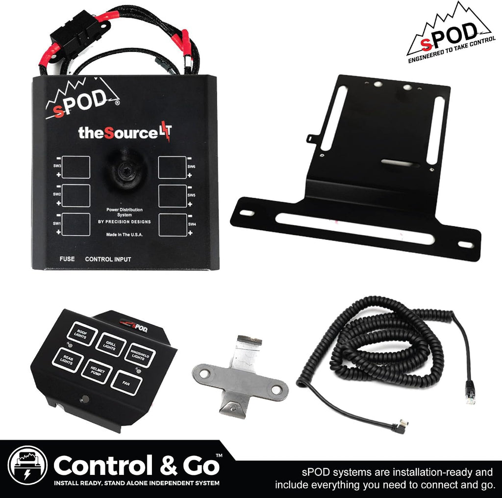 sPOD SourceLT Mini 6 Accessory Controller with Steering Wheel Mount Kit for 2022+ Polaris RZR Pro R, 2020+ Pro XP, 2025 Pro S, & 2020-24' Turbo R UTV - USA 5-Year Warranty