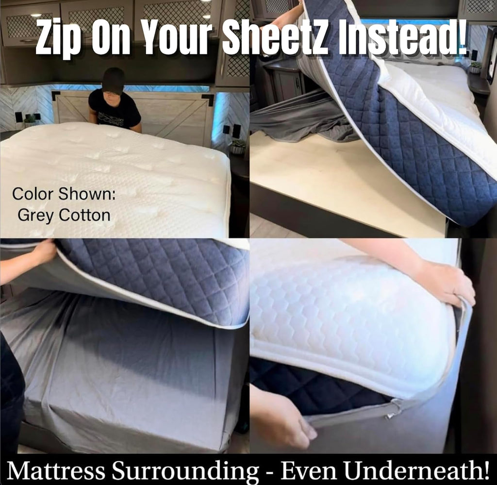 Eazy Sheetz®: Fitted Sheets That Won't Pop Off | Zipper Sheets, Stay On Sheets, Fitted Zipper Sheets, Zip On Sheet Design (Coffee) Crisp Cotton - Twin 38X75X10 Regular (9-11 inch Depth) TWR10C