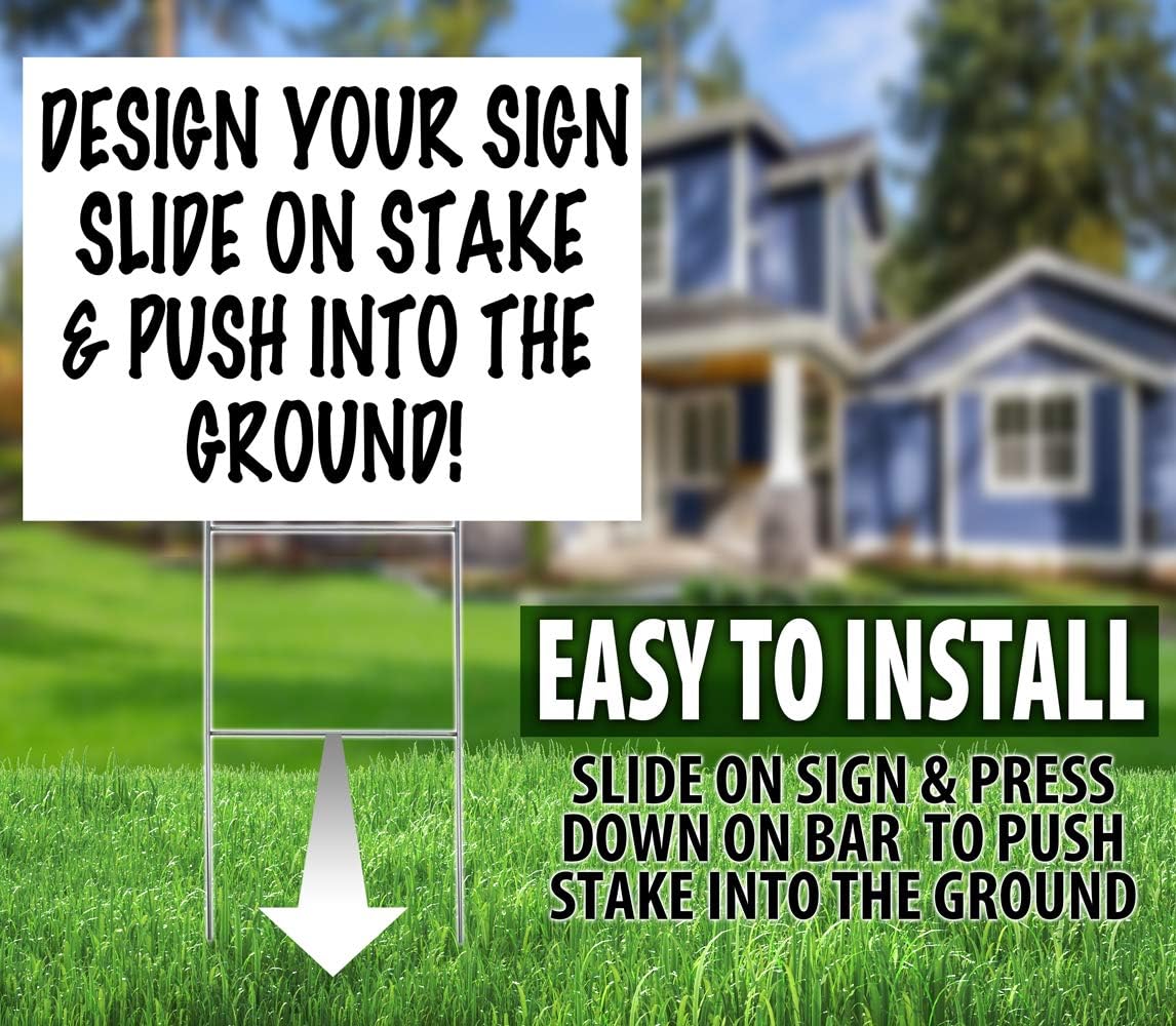 Durable Blank Corrugated White Yard Sign Kit Includes 100 Each: Large 18x24 Signs and Strong Galvanized Steel Double H 10x24 Yard Stakes - Pack of 100 18x24 Signs with Yard Stakes
