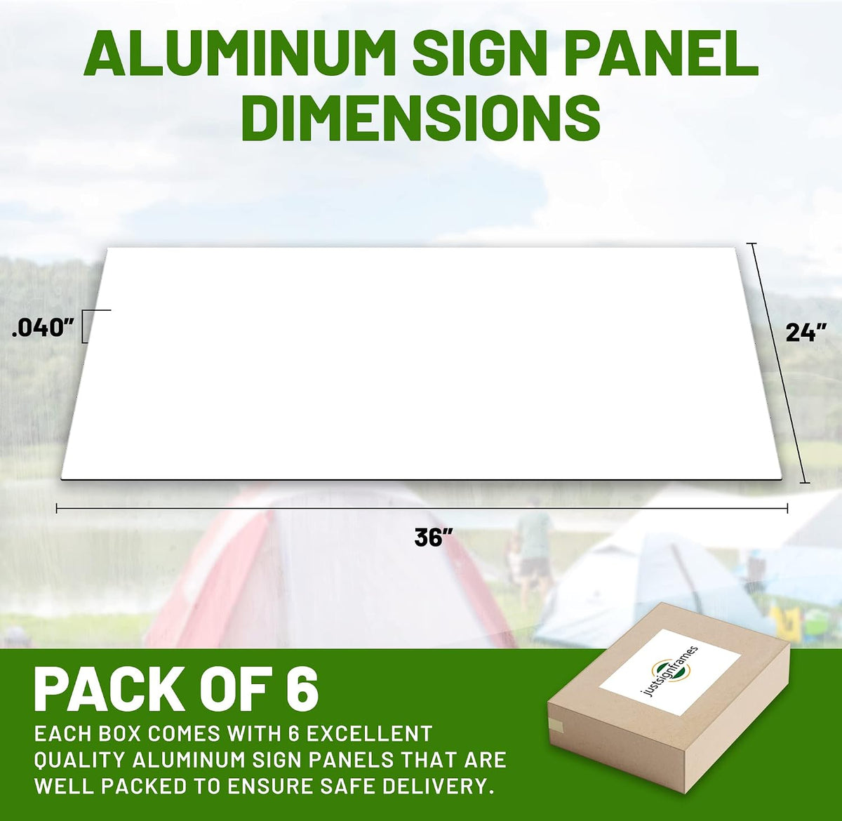 Blank Metal Signs (Pack of 6), Aluminum Sheet Metal Plate for Custom Outdoor Signs, 24 x 36 x .040, White