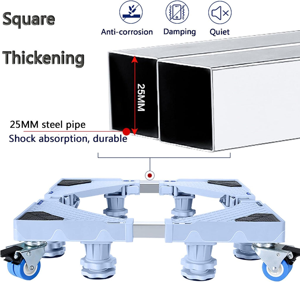 Washing Machine Mini Fridge Stand Universal Adjustable Movable Furniture Dolly Base,for Heavy Appliances Like Washers,Refrige and Dryers,with 4×2 Swivel Wheels + 8 Strong Feet